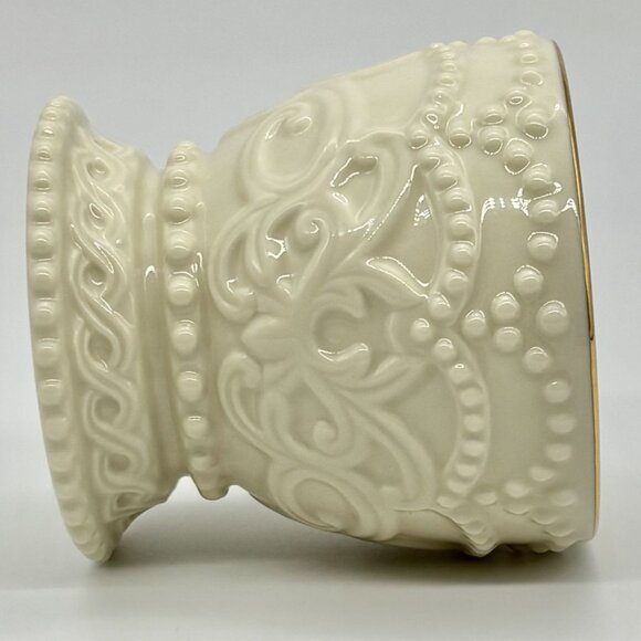 Vintage Lenox Fine Porcelain Beaded Votive Candle Holders Set of Three Gold Rims - Picture 11 of 14